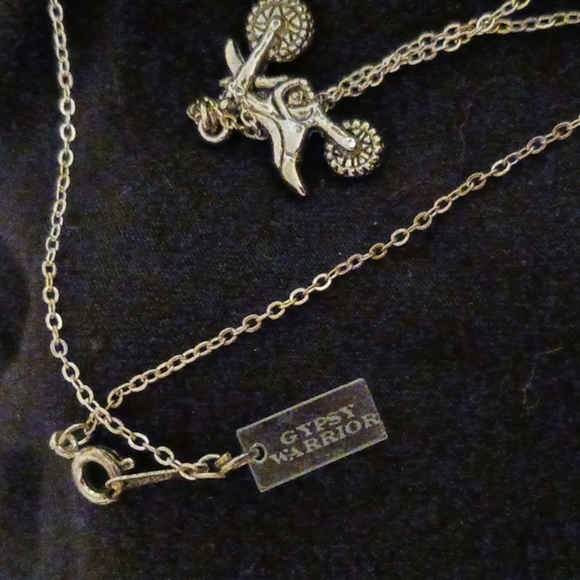 Gypsy Warrior MotorCycle Motorbike 18KGP Necklace NWT - Picture 3 of 4